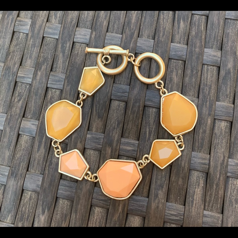 Orange & silver bracelet with toggle closure